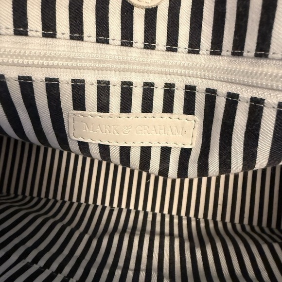 Mark And Graham Large MONTAUK RAFFIA TOTE Straw Summer Tan White Purse Bag - Picture 5 of 14